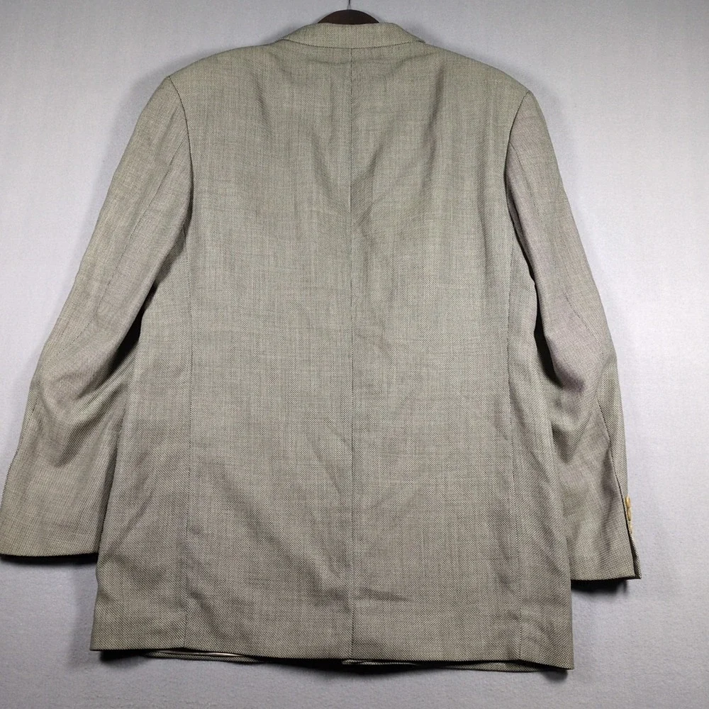 VTG Hugo Boss Blazer‎ Mens 44L Brown Geometric 3 Button Sport Coat Wool